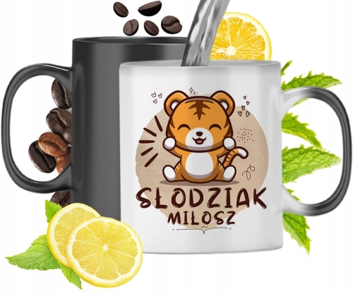 Kubek Magiczny Dla Miłosza Czarny Matowy z Nadrukiem ze Zdjęciem 330ml