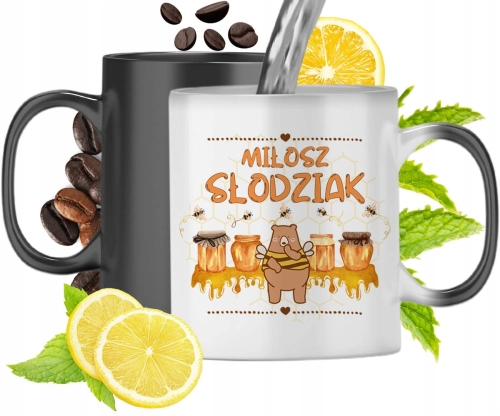 Kubek Magiczny Dla Miłosza Czarny Matowy z Nadrukiem ze Zdjęciem 330ml