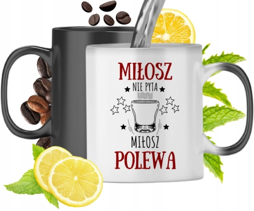 Kubek Magiczny Dla Miłosza Czarny Matowy z Nadrukiem ze Zdjęciem 330ml
