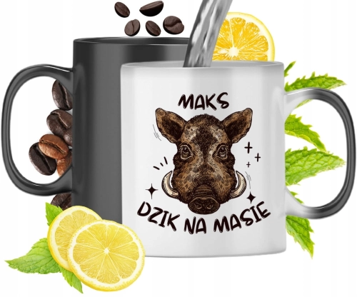 Kubek Magiczny Dla Maksa Czarny Matowy z Nadrukiem ze Zdjęciem 330ml