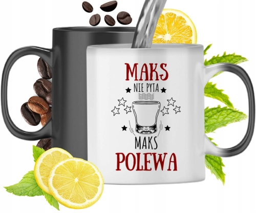 Kubek Magiczny Dla Maksa Czarny Matowy z Nadrukiem ze Zdjęciem 330ml