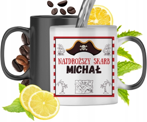 Kubek Magiczny Dla Michała Czarny Matowy z Nadrukiem ze Zdjęciem 330ml