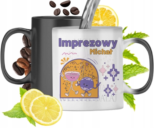 Kubek Magiczny Dla Michała Czarny Matowy z Nadrukiem ze Zdjęciem 330ml