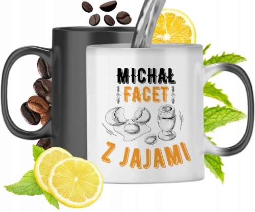 Kubek Magiczny Dla Michała Czarny Matowy z Nadrukiem ze Zdjęciem 330ml