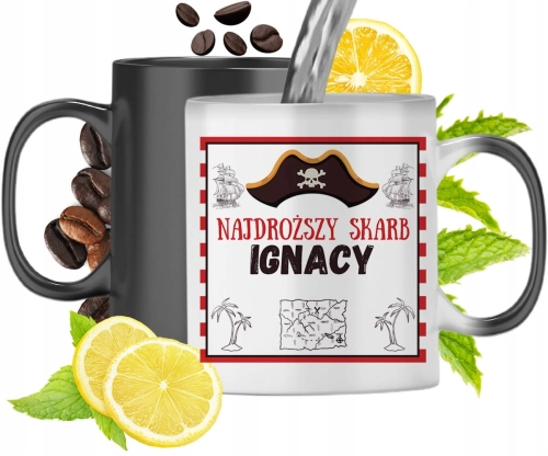 Kubek Magiczny Dla Ignacego Czarny Matowy z Nadrukiem ze Zdjęciem 330ml