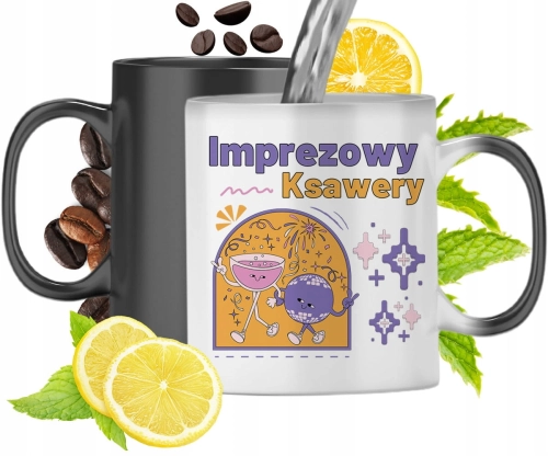 Kubek Magiczny Dla Ksawerego Czarny Matowy z Nadrukiem ze Zdjęciem 330ml