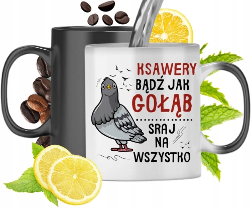 Kubek Magiczny Dla Ksawerego Czarny Matowy z Nadrukiem ze Zdjęciem 330ml