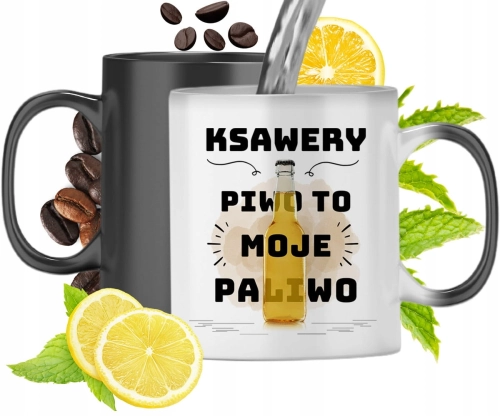 Kubek Magiczny Dla Ksawerego Czarny Matowy z Nadrukiem ze Zdjęciem 330ml