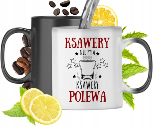 Kubek Magiczny Dla Ksawerego Czarny Matowy z Nadrukiem ze Zdjęciem 330ml