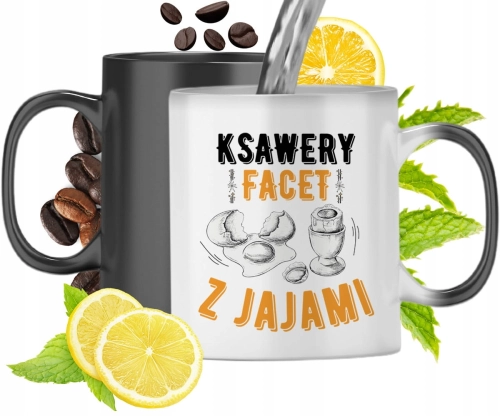 Kubek Magiczny Dla Ksawerego Czarny Matowy z Nadrukiem ze Zdjęciem 330ml