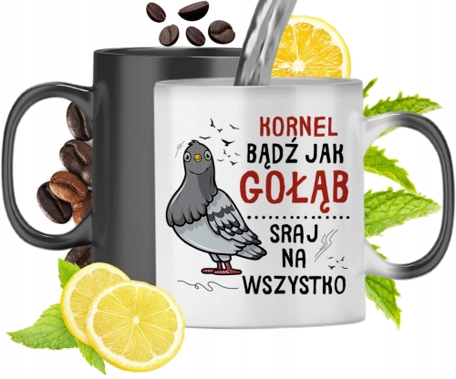 Kubek Magiczny Dla Kornela Czarny Matowy z Nadrukiem ze Zdjęciem 330ml