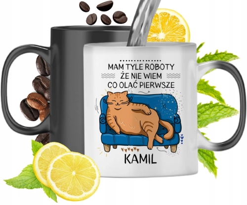 Kubek Magiczny Dla Kamila Czarny Matowy z Nadrukiem ze Zdjęciem 330ml