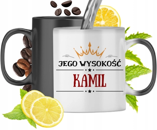 Kubek Magiczny Dla Kamila Czarny Matowy z Nadrukiem ze Zdjęciem 330ml