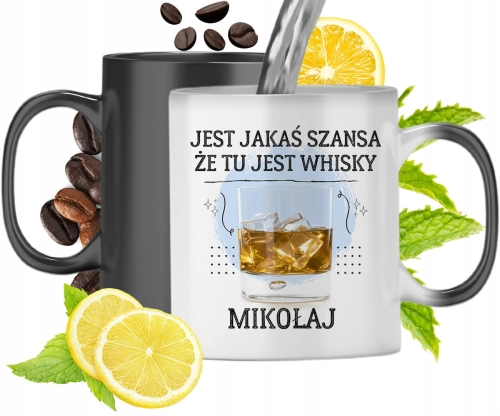 Kubek Magiczny Dla Mikołaja Czarny Matowy z Nadrukiem ze Zdjęciem 330ml