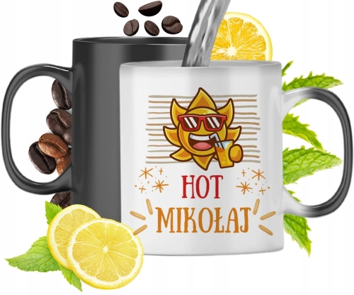 Kubek Magiczny Dla Mikołaja Czarny Matowy z Nadrukiem ze Zdjęciem 330ml