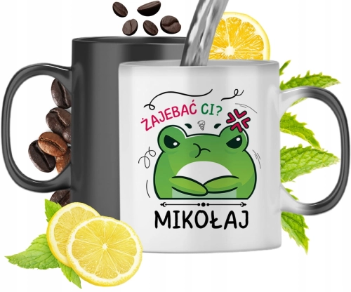Kubek Magiczny Dla Mikołaja Czarny Matowy z Nadrukiem ze Zdjęciem 330ml