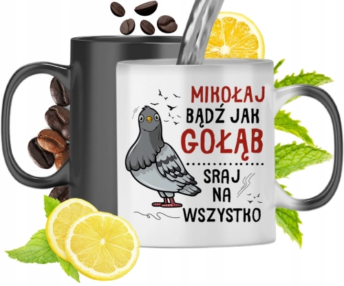 Kubek Magiczny Dla Mikołaja Czarny Matowy z Nadrukiem ze Zdjęciem 330ml