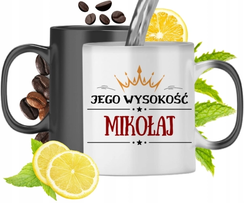 Kubek Magiczny Dla Mikołaja Czarny Matowy z Nadrukiem ze Zdjęciem 330ml