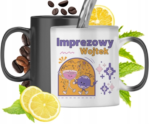 Kubek Magiczny Dla Wojtka Czarny Matowy z Nadrukiem ze Zdjęciem 330ml