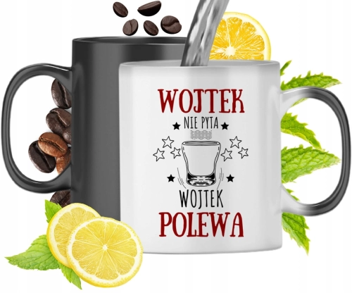 Kubek Magiczny Dla Wojtka Czarny Matowy z Nadrukiem ze Zdjęciem 330ml