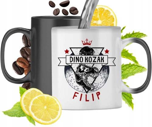 Kubek Magiczny Dla Filipa Czarny Matowy z Nadrukiem ze Zdjęciem 330ml
