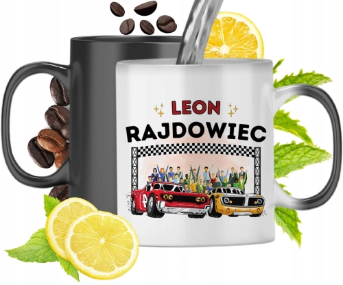 Kubek Magiczny Dla Leona Czarny Matowy z Nadrukiem ze Zdjęciem 330ml