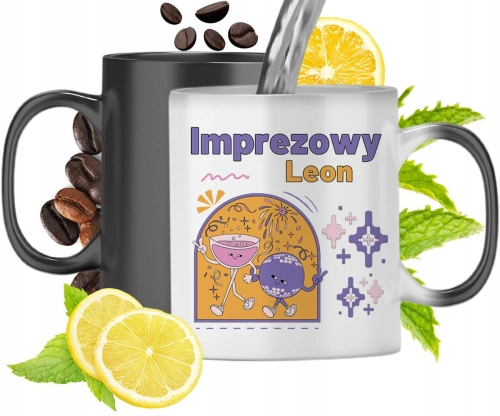 Kubek Magiczny Dla Leona Czarny Matowy z Nadrukiem ze Zdjęciem 330ml