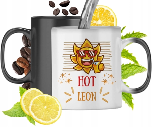 Kubek Magiczny Dla Leona Czarny Matowy z Nadrukiem ze Zdjęciem 330ml