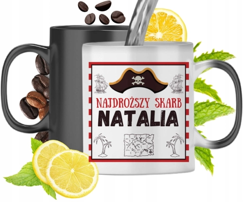 Kubek Magiczny Dla Natalii Czarny Matowy z Nadrukiem ze Zdjęciem 330ml