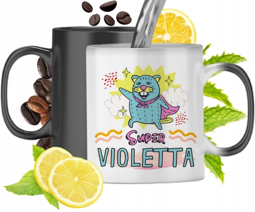 Kubek Magiczny Dla Violetty Czarny Matowy z Nadrukiem ze Zdjęciem 330ml
