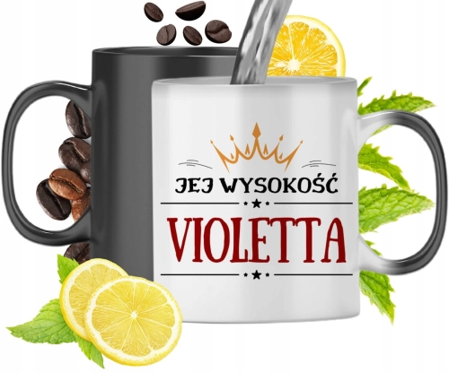 Kubek Magiczny Dla Violetty Czarny Matowy z Nadrukiem ze Zdjęciem 330ml