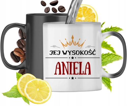 Kubek Magiczny Dla Anieli Czarny Matowy z Nadrukiem ze Zdjęciem 330ml