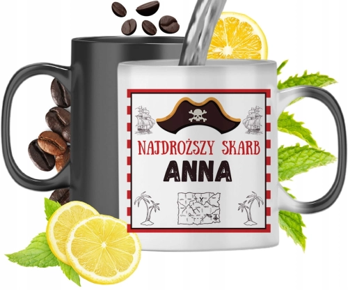 Kubek Magiczny Dla Anny Czarny Matowy z Nadrukiem ze Zdjęciem 330ml