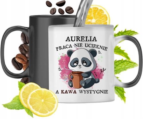 Kubek Magiczny Dla Aurelii Czarny Matowy z Nadrukiem ze Zdjęciem 330ml