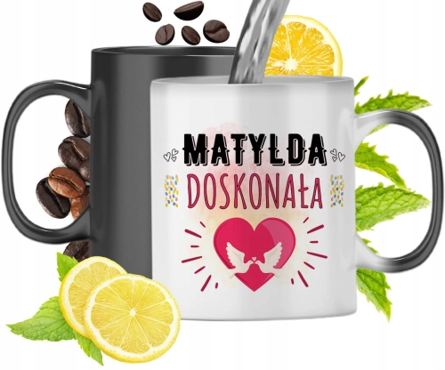 Kubek Magiczny Dla Matyldy Czarny Matowy z Nadrukiem ze Zdjęciem 330ml