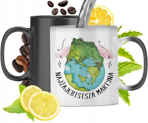 Kubek Magiczny Dla Martyny Czarny Matowy z Nadrukiem ze Zdjęciem 330ml