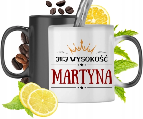 Kubek Magiczny Dla Martyny Czarny Matowy z Nadrukiem ze Zdjęciem 330ml