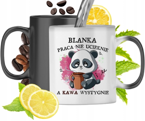Kubek Magiczny Dla Blanki Czarny Matowy z Nadrukiem ze Zdjęciem 330ml