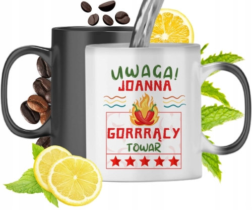 Kubek Magiczny Dla Joanny Czarny Matowy z Nadrukiem ze Zdjęciem 330ml