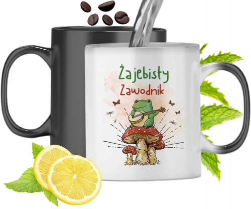 Kubek Magiczny Dla Zawodnika Czarny Zmieniający Kolor Z Nadrukiem Ze Zdjęci