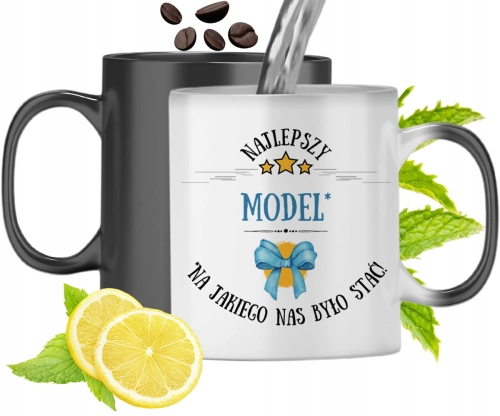 Kubek Magiczny Dla Modela Czarny Zmieniający Kolor Z Nadrukiem Ze Zdjęciem