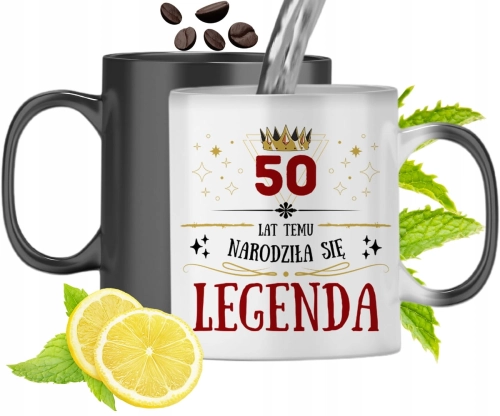 Kubek Magiczny Na Urodziny 50Te Zmieniający Kolor Z Nadrukiem Ze Zdjęciem