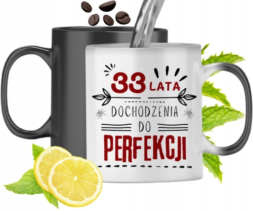 Kubek Magiczny Na Urodziny 33Cie Zmieniający Kolor Z Nadrukiem Ze Zdjęciem