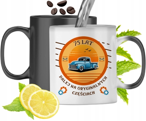 Kubek Magiczny Na Urodziny 75Te Zmieniający Kolor Z Nadrukiem Ze Zdjęciem