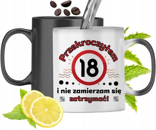 Kubek Magiczny Na Urodziny 18Ste Zmieniający Kolor Z Nadrukiem Ze Zdjęciem