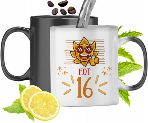 Kubek Magiczny Na Urodziny 16Ste Zmieniający Kolor Z Nadrukiem Ze Zdjęciem