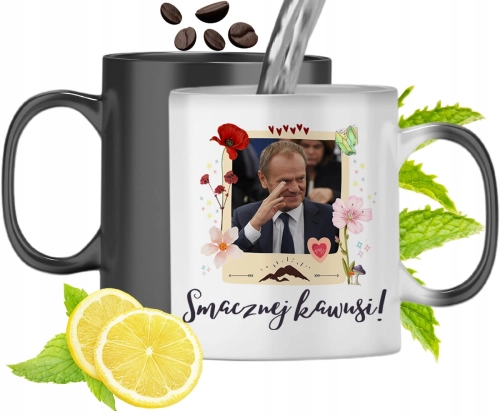 Kubek Magiczny Donald Tusk Zmieniający Kolor Z Nadrukiem Ze Zdjęciem