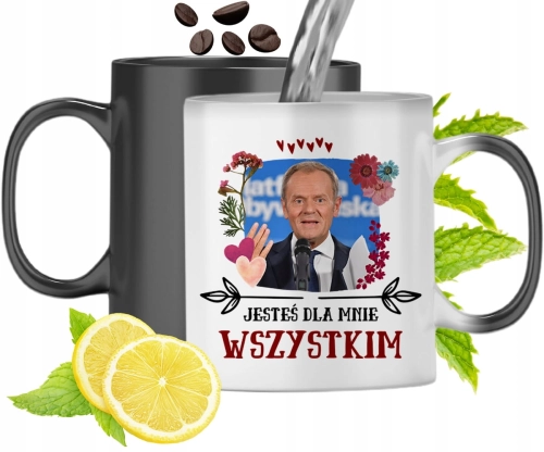 Kubek Magiczny Donald Tusk Zmieniający Kolor Z Nadrukiem Ze Zdjęciem