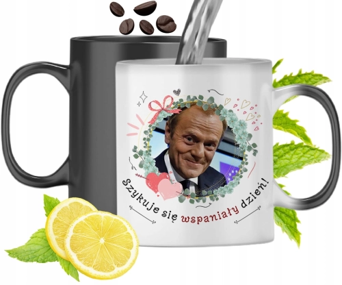 Kubek Magiczny Donald Tusk Zmieniający Kolor Z Nadrukiem Ze Zdjęciem