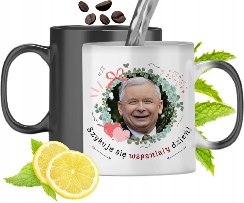 Kubek Magiczny Kaczyński Pis Zmieniający Kolor Z Nadrukiem Ze Zdjęciem